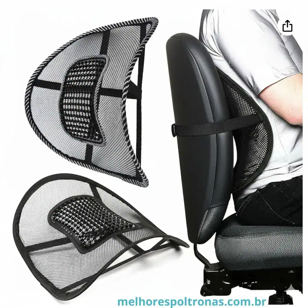 Suporte lombar de tela mesh, a solução respirável e de melhor custo-benefício para aliviar a dor nas costas na cadeira.