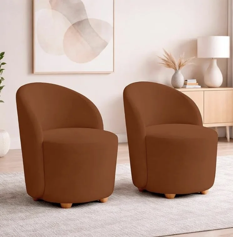Kit com duas poltronas orgânicas em veludo terracota