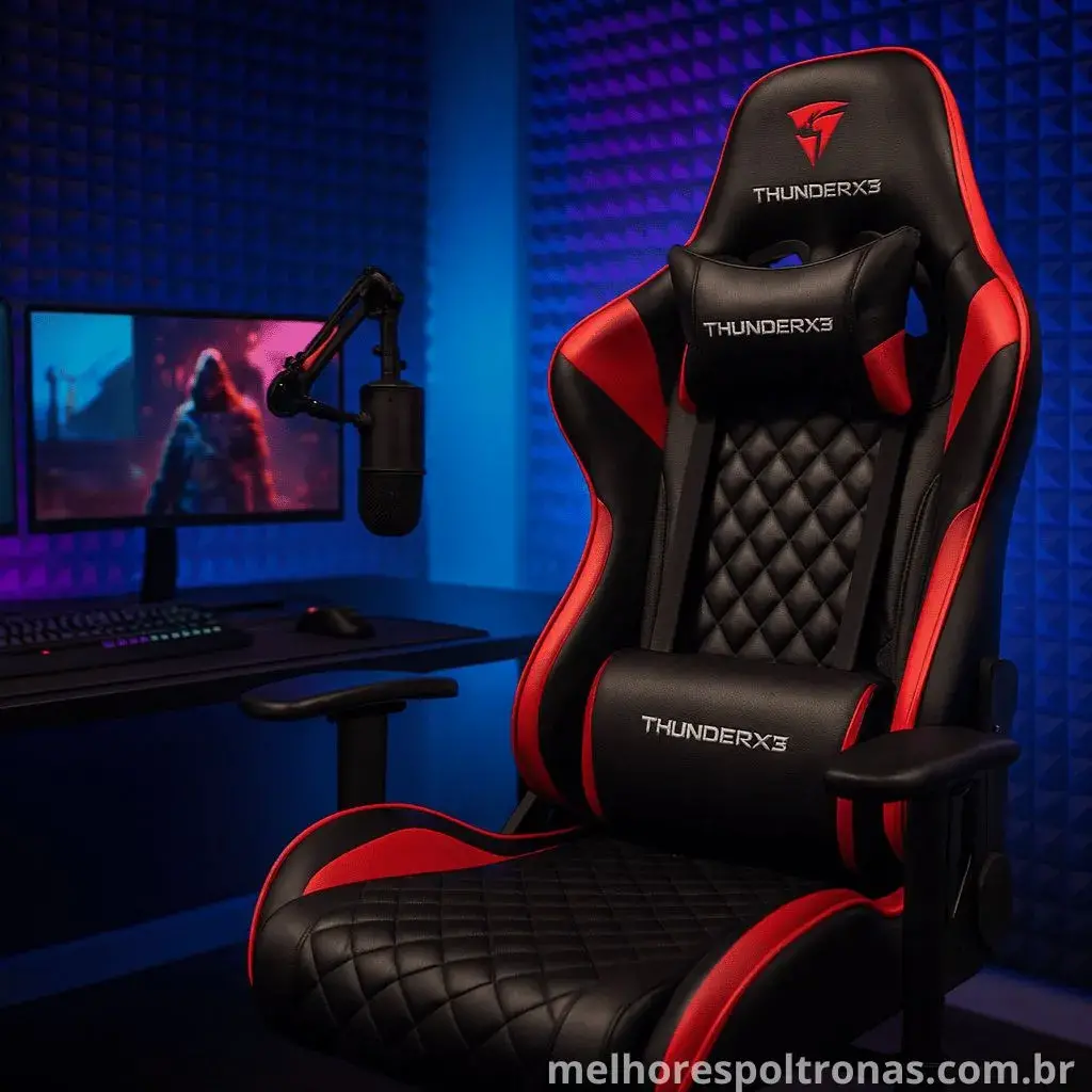 Cadeira gamer de alta performance ThunderX3 TGC12, a mais bem avaliada para jogadores sérios e streamers.