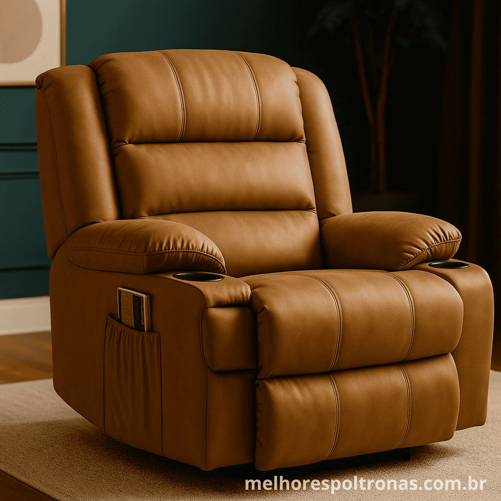 Poltrona elétrica para assistir TV com porta-copos, a solução completa com tecnologia para seu cinema em casa.