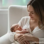Mãe olhando com amor para seu bebê recém-nascido, em um momento de vínculo na melhor poltrona de amamentação.