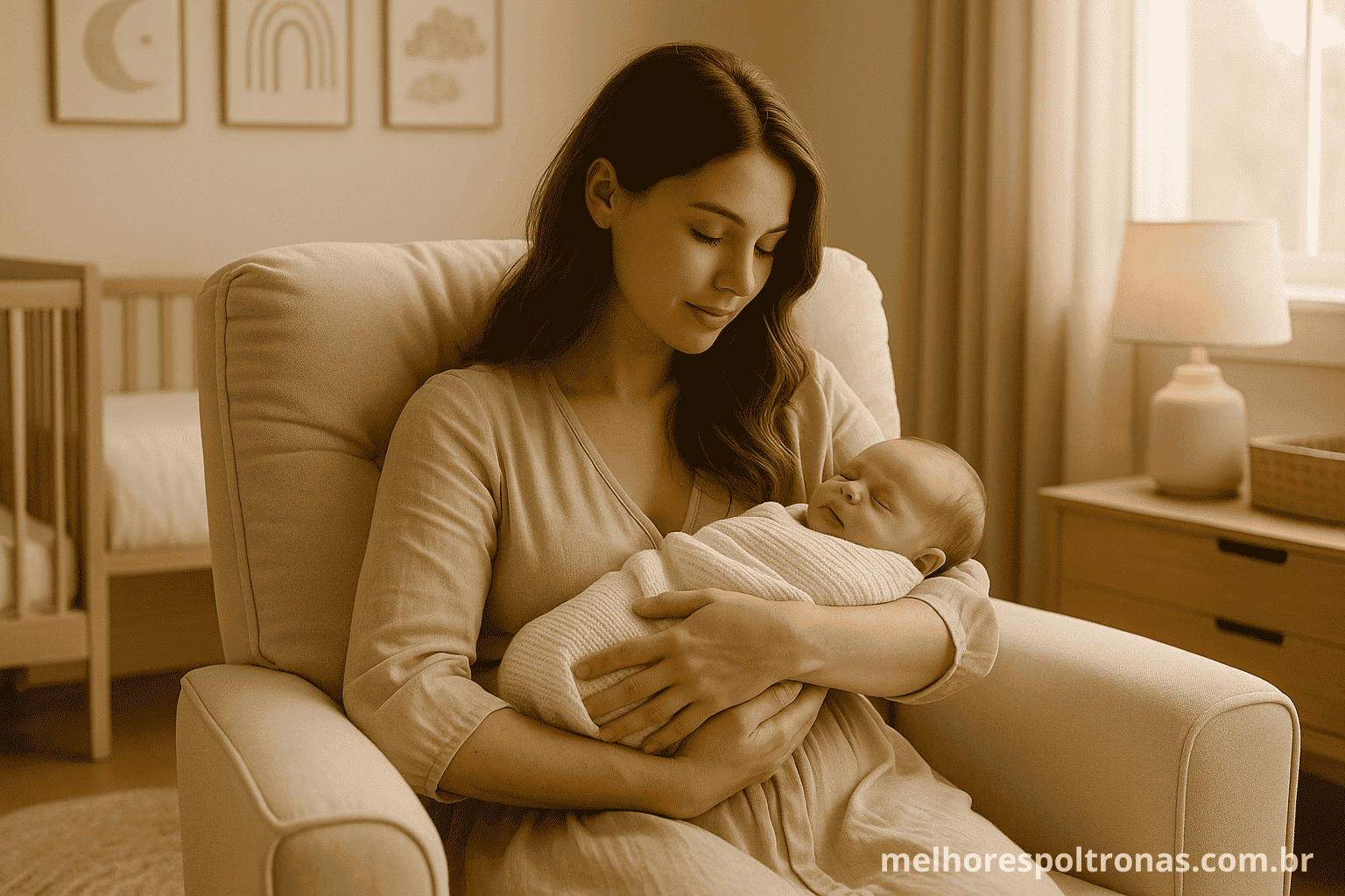 Mãe em um momento de vínculo com seu bebê na melhor poltrona de amamentação, guia de conforto para 2025.
