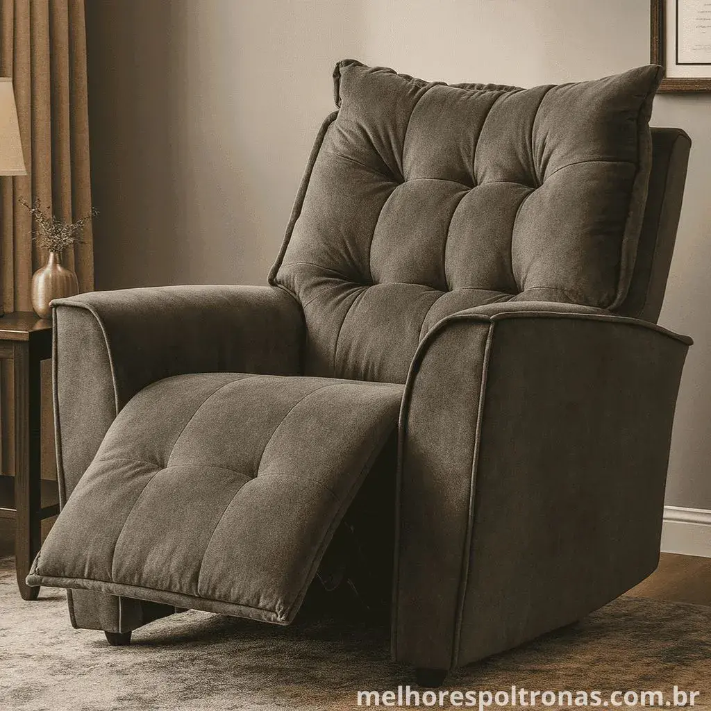 Aconchegante poltrona do papai em tecido suede, ideal para quem busca o máximo de conforto e um toque macio.