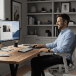 Profissional trabalhando confortavelmente na melhor cadeira de home office, em um ambiente moderno e produtivo.