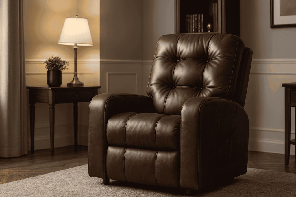 Poltrona do Papai Reclinável Matrix Azera em courino marrom, com design clássico, acolchoamento extra e função reclinável para máximo conforto.