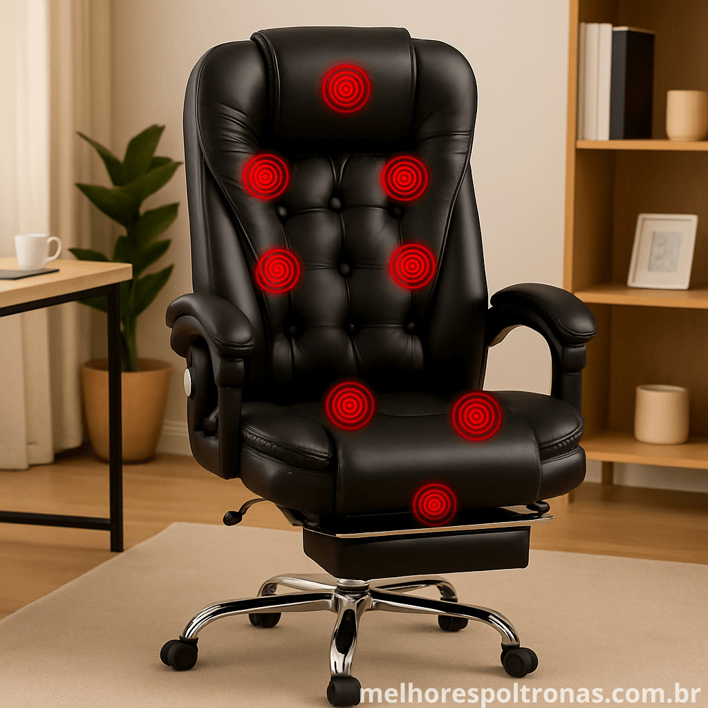 Cadeira de escritório com massagem por vibração, a solução ideal para produtividade e bem-estar no home office.