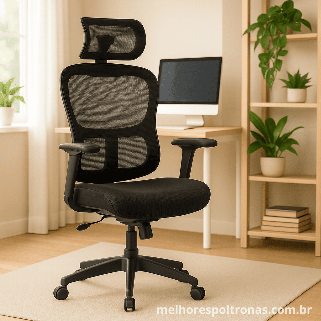 Cadeira de escritório ergonômica com ajuste lombar, a melhor solução para prevenir a dor na coluna no home office.