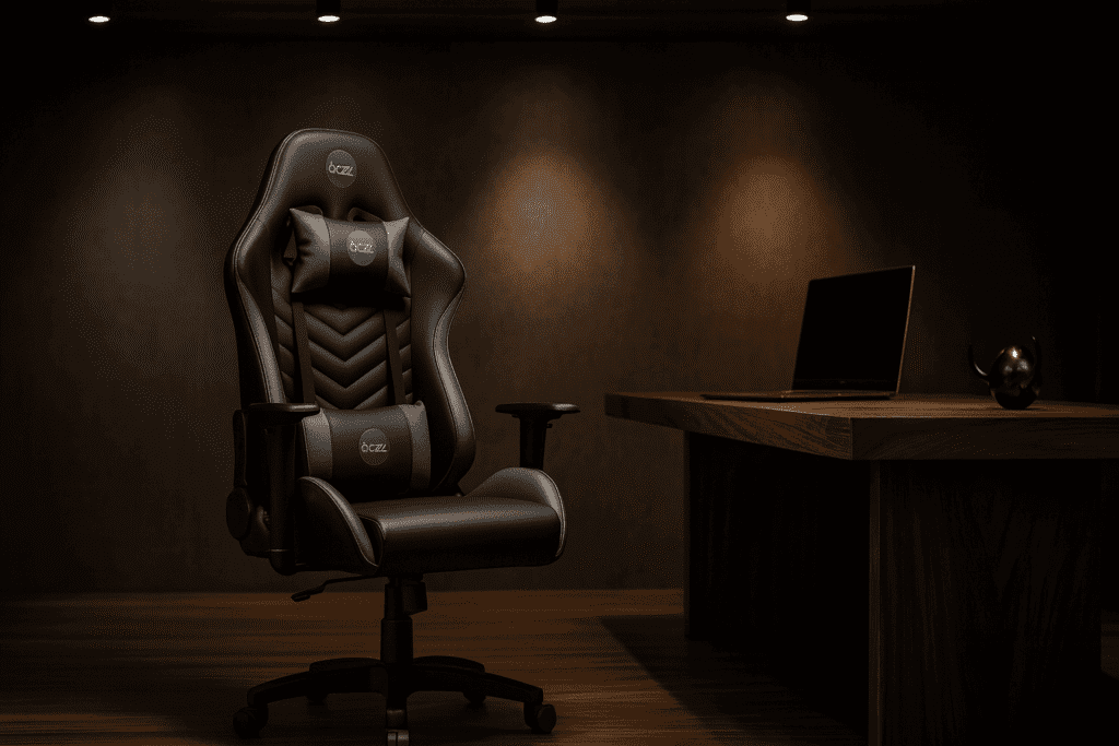 Cadeira gamer premium Dazz Elite Pro em couro PU, o trono de luxo com pistão Classe 4 para o máximo de conforto.