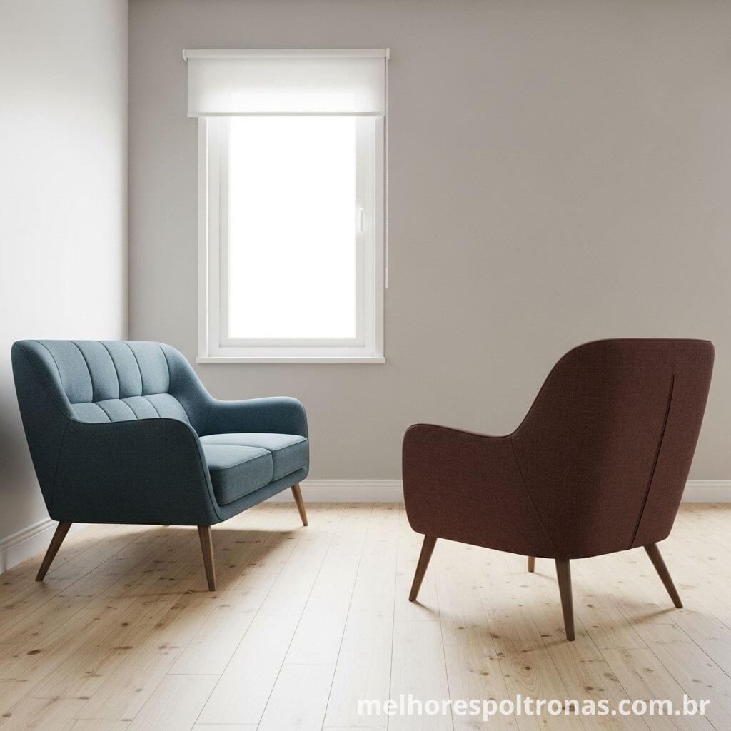 Duas poltronas de design slim e delicado, a solução ideal para combinar assentos em espaços pequenos.