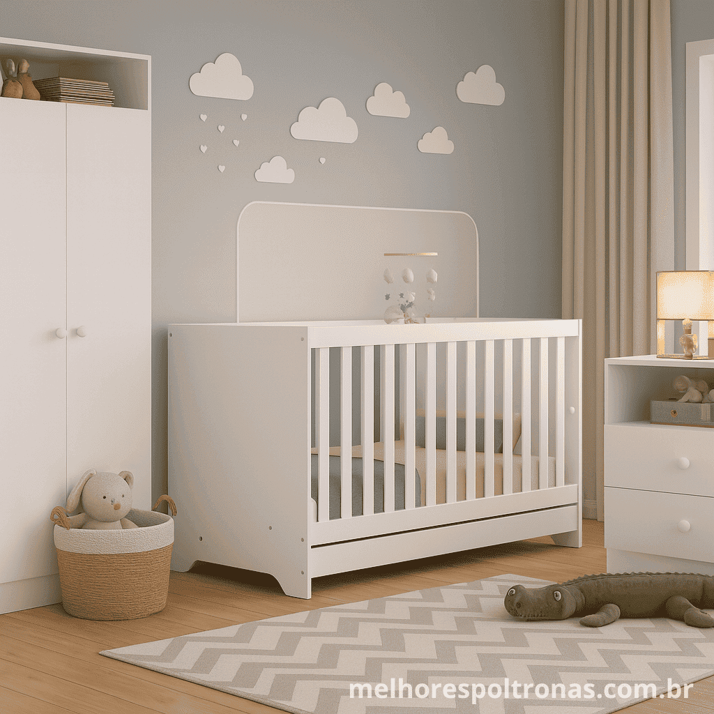 Kit de quarto de bebê completo com berço, guarda-roupa e cômoda, o mais bem avaliado para montar o quarto dos sonhos.