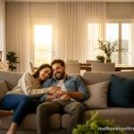 Casal relaxando no melhor sofá para a sala de estar, o guia completo para encontrar o conforto ideal em 2025.