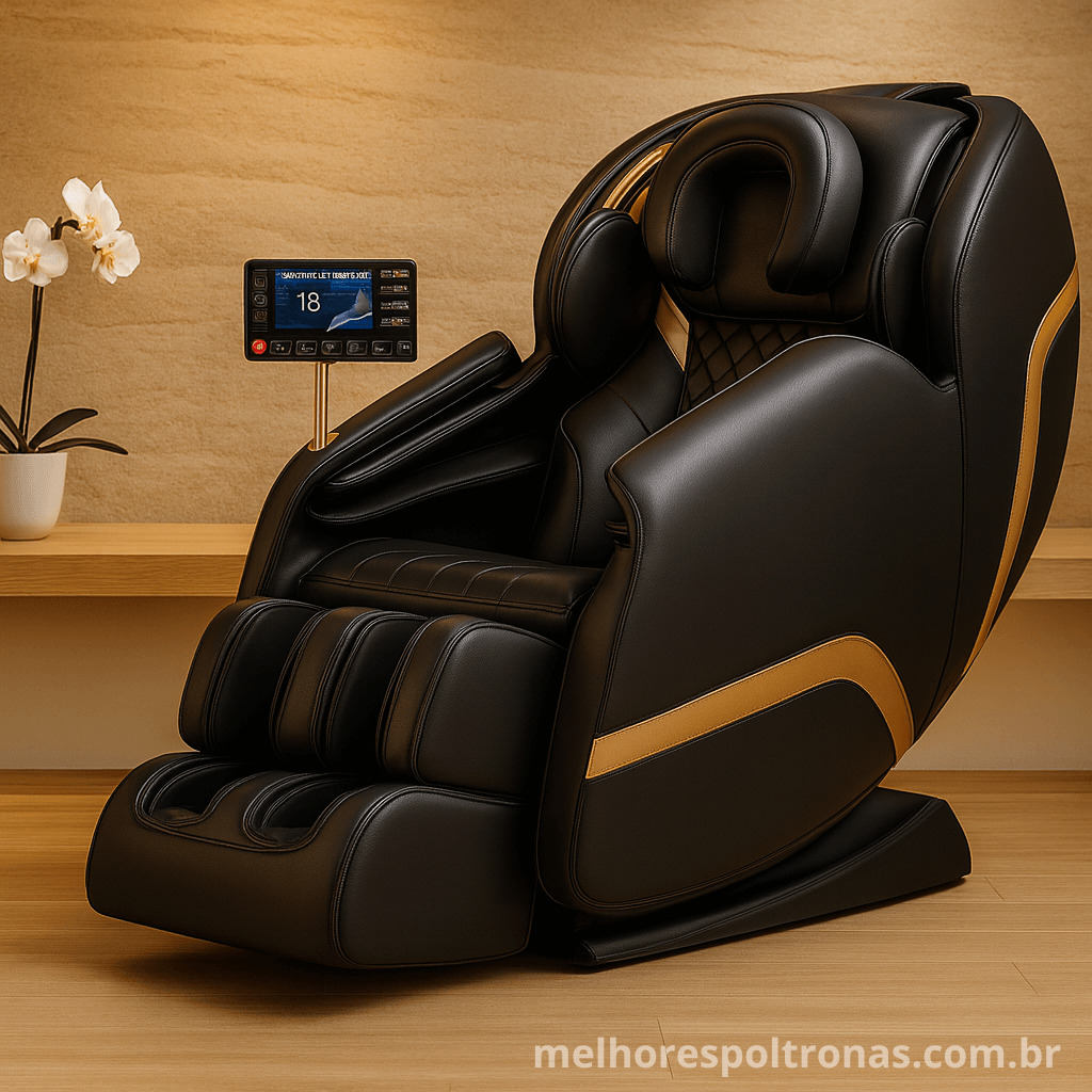 Poltrona de massagem Shiatsu de alta tecnologia, a melhor solução terapêutica para alívio de dores e estresse.