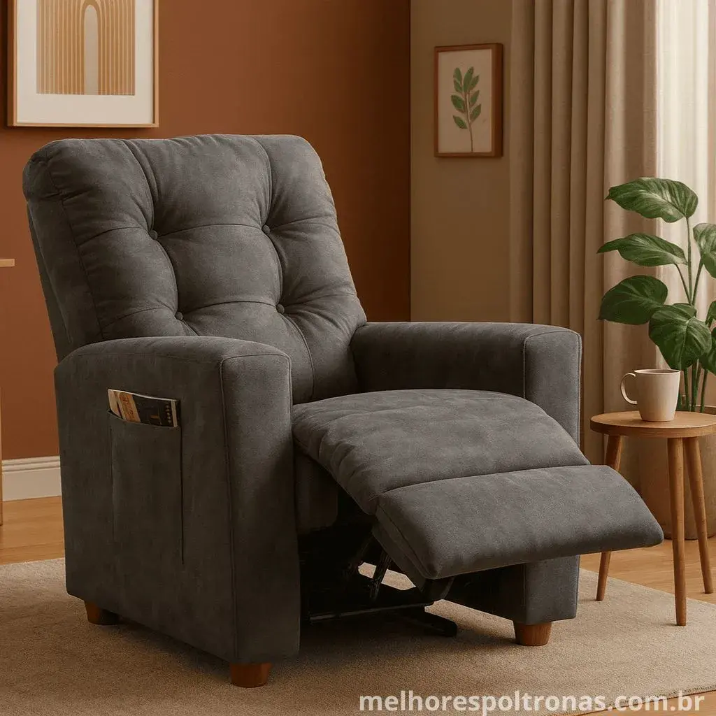 Poltrona reclinável de tecido Suede, a campeã de vendas e melhor opção em custo-benefício com excelentes avaliações.