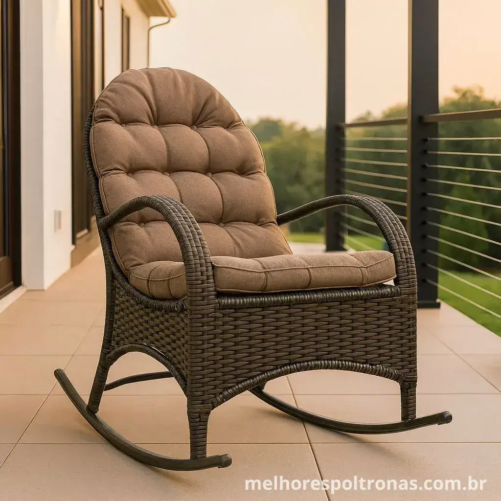 Cadeira de balanço individual de vime para varanda de apartamento, a escolha da Amazon para relaxamento.