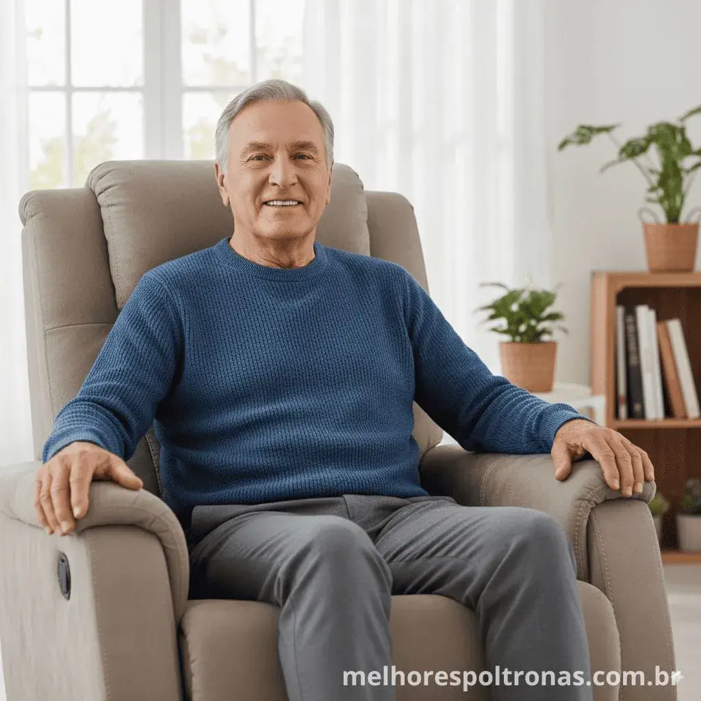 Poltrona do Papai reclinável em couro marrom, robusta e acolchoada, ideal para relaxar com máximo conforto em casa.