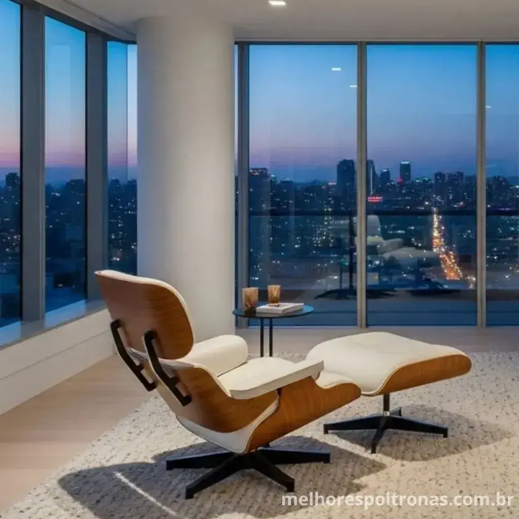 Poltrona de couro legítimo Charles Eames, o ícone absoluto do design e do conforto ergonômico.